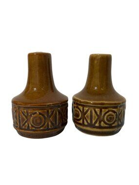 Vintage Parry Brown Glaze Mid Century Salt And Pepper Shakers
